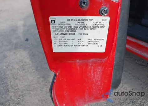 1999 Chevrolet Silverado 1500 from USA, damaged, VIN 1GCEC14W0XE183866